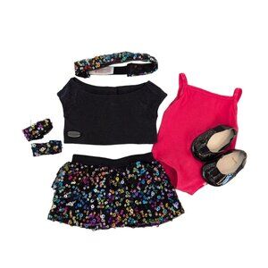 American Girl Sparkling Star Dance Outfit Sequin Black Truly Me Complete Retired